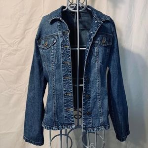 STUDDED DENIM JEAN JACKET | BUTTON FRONT | COLLARED